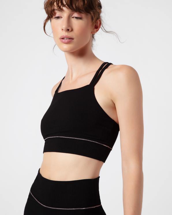 Clothing Repetto Ribbed Bra With Thin Straps Black Women 2T48302