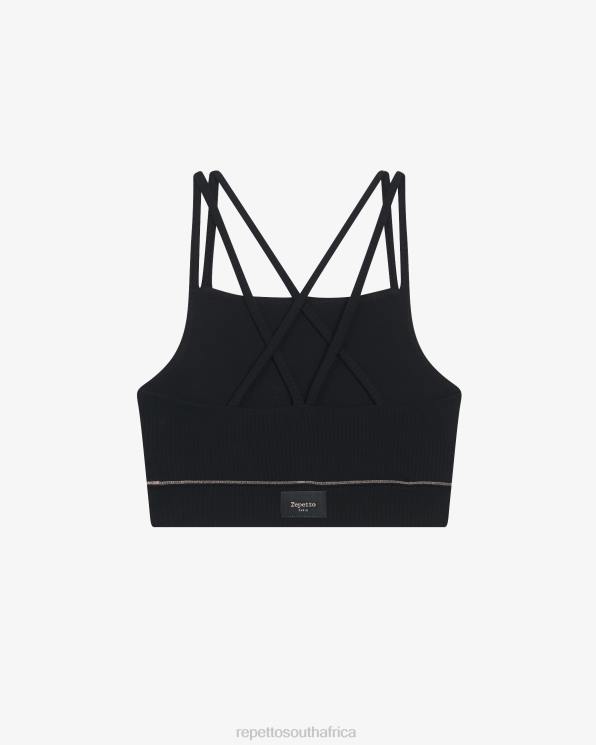 Clothing Repetto Ribbed Bra With Thin Straps Black Women 2T48302