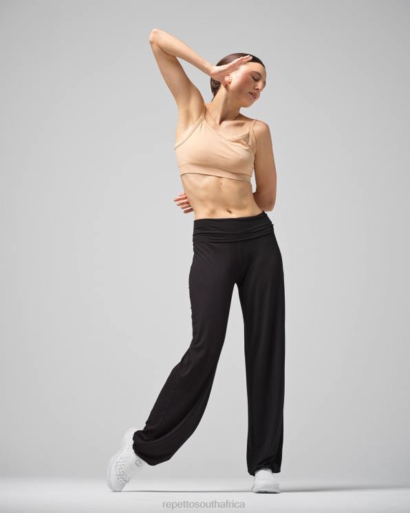 Clothing Repetto Viscose Jazz Pants With Fold Over Waistband Black Women 2T48373