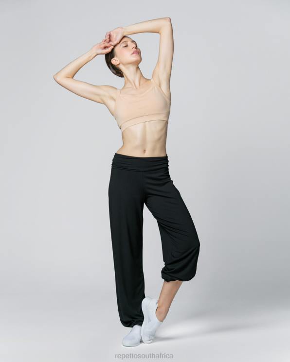 Clothing Repetto Viscose Jazz Pants With Fold Over Waistband Black Women 2T48373