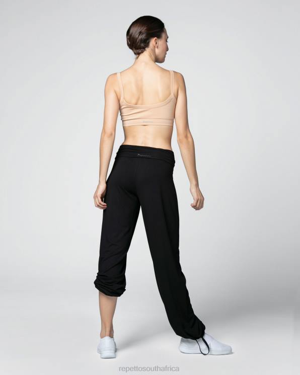 Clothing Repetto Viscose Jazz Pants With Fold Over Waistband Black Women 2T48373