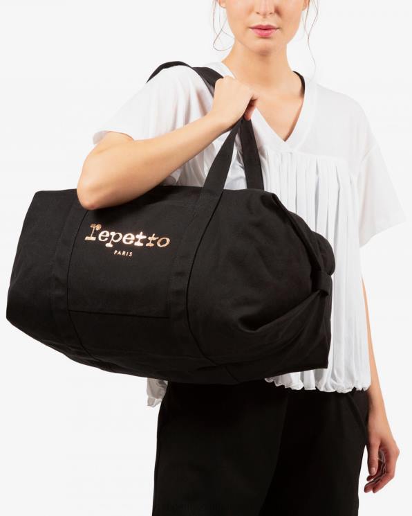 Accessories Repetto Cotton Duffle Bag Size L Black Women 2T48418