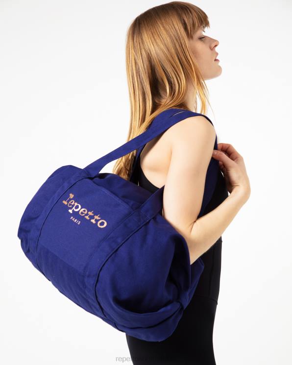 Accessories Repetto Cotton Duffle Bag Size L Petrol Blue Women 2T48413