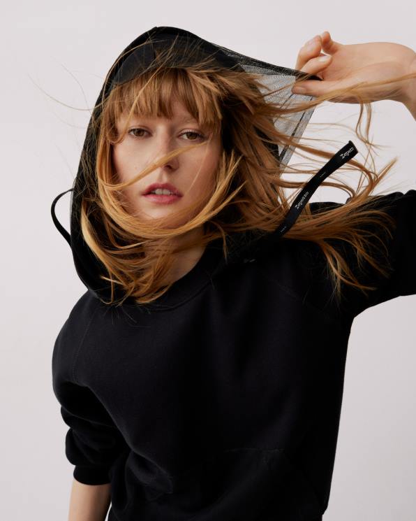 Clothing Repetto Tulle Hooded Sweatshirt Black Women 2T48362