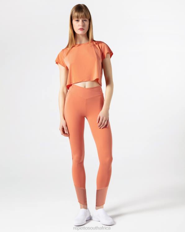 Clothing Repetto Active Silk Crop Top Bronze Orange Women 2T48330