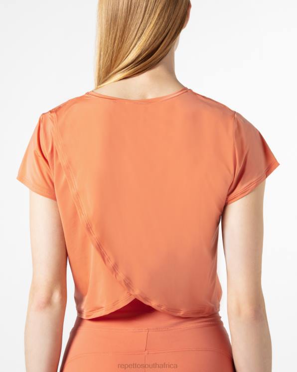 Clothing Repetto Active Silk Crop Top Bronze Orange Women 2T48330