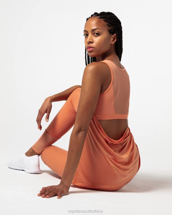 Clothing Repetto Active Silk Tank Top Bronze Orange Women 2T48323