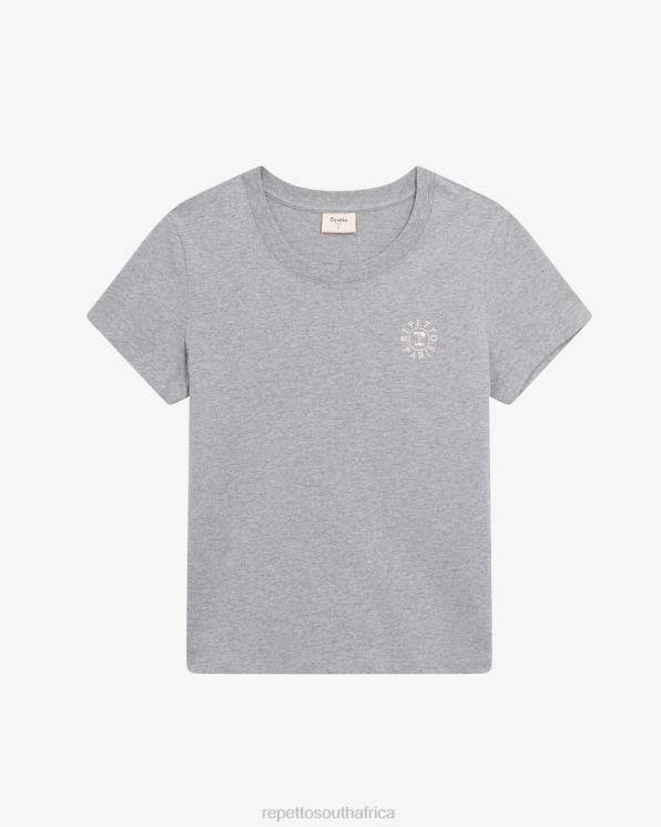 Clothing Repetto R Logo T-Shirt Mottled Light Grey Women 2T48316