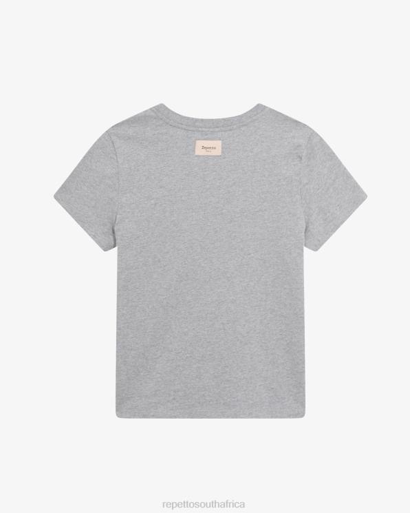 Clothing Repetto R Logo T-Shirt Mottled Light Grey Women 2T48316