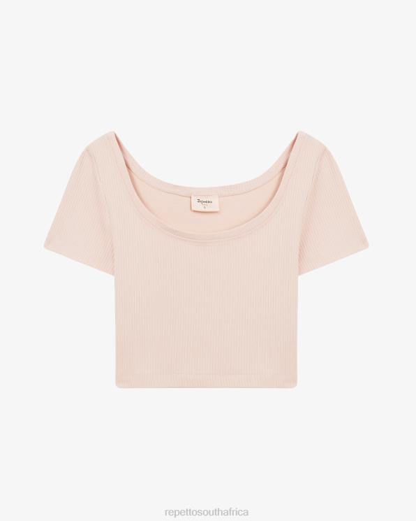 Clothing Repetto Ribbed Short Top Petal Pink Women 2T48328