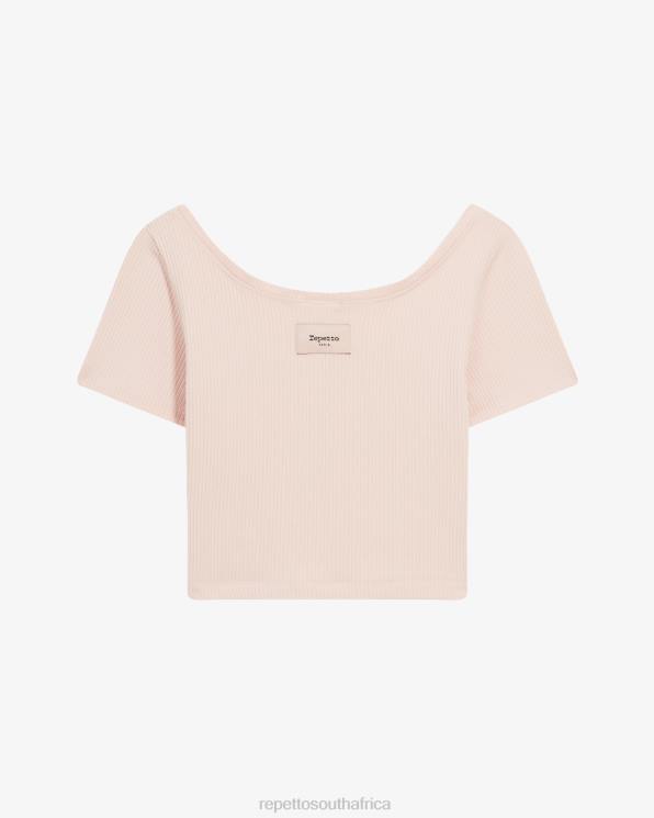Clothing Repetto Ribbed Short Top Petal Pink Women 2T48328