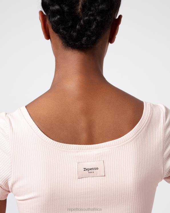 Clothing Repetto Ribbed Short Top Petal Pink Women 2T48328