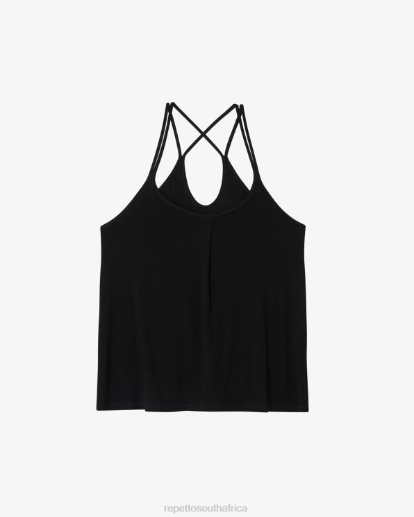 Clothing Repetto Studio Thin Straps Tank Top Black Women 2T48338
