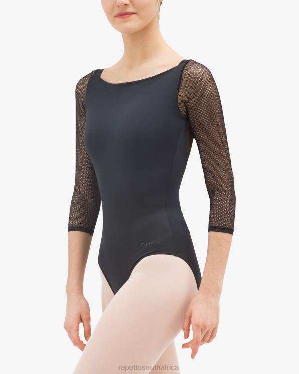 Clothing Repetto 3/4 Sleeved Leotard With Lace Black Women 2T48486