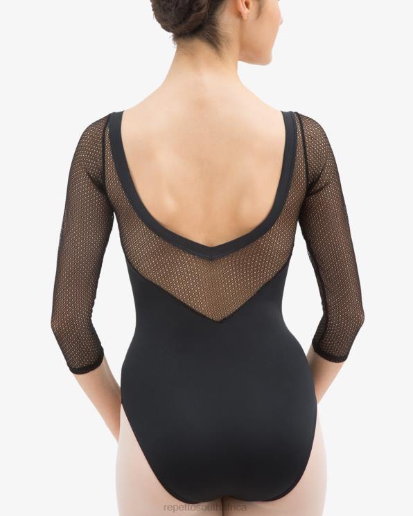 Clothing Repetto 3/4 Sleeved Leotard With Lace Black Women 2T48486