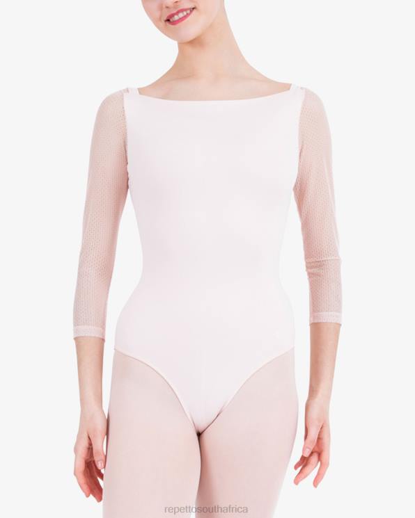 Clothing Repetto 3/4 Sleeves Leotard With Lace Petal Pink Women 2T48441