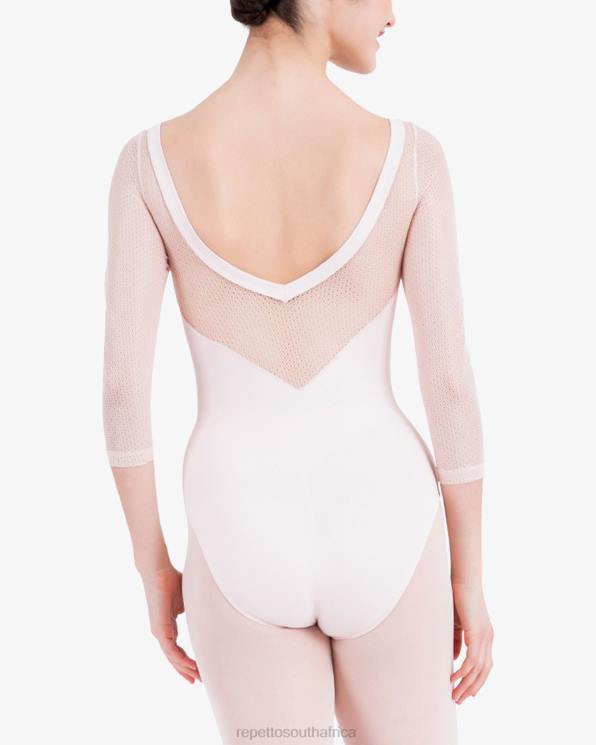 Clothing Repetto 3/4 Sleeves Leotard With Lace Petal Pink Women 2T48441