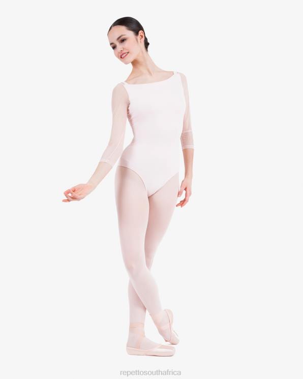 Clothing Repetto 3/4 Sleeves Leotard With Lace Petal Pink Women 2T48441