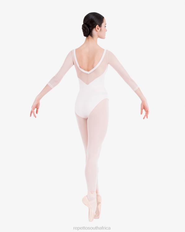 Clothing Repetto 3/4 Sleeves Leotard With Lace Petal Pink Women 2T48441