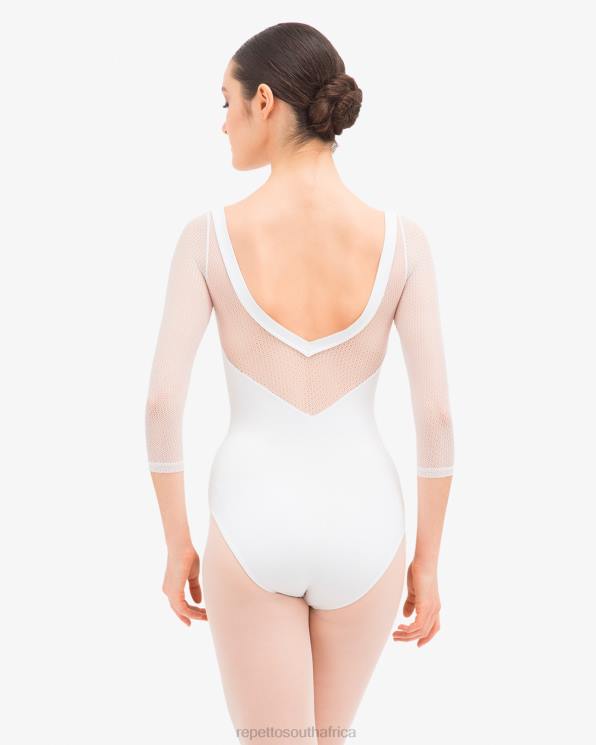 Clothing Repetto 3/4 Sleeves Leotard With Lace White Women 2T48444