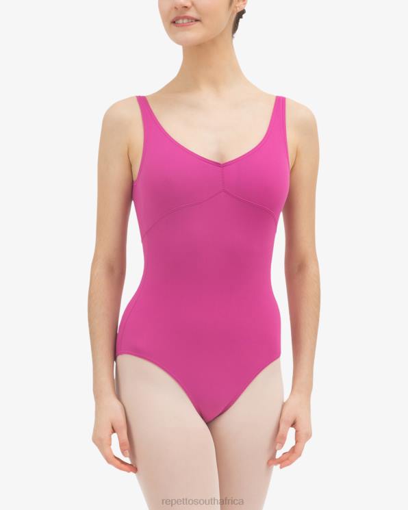 Clothing Repetto Gathered Front And Back Leotard Neckline Fuchsia Pink Women 2T48454