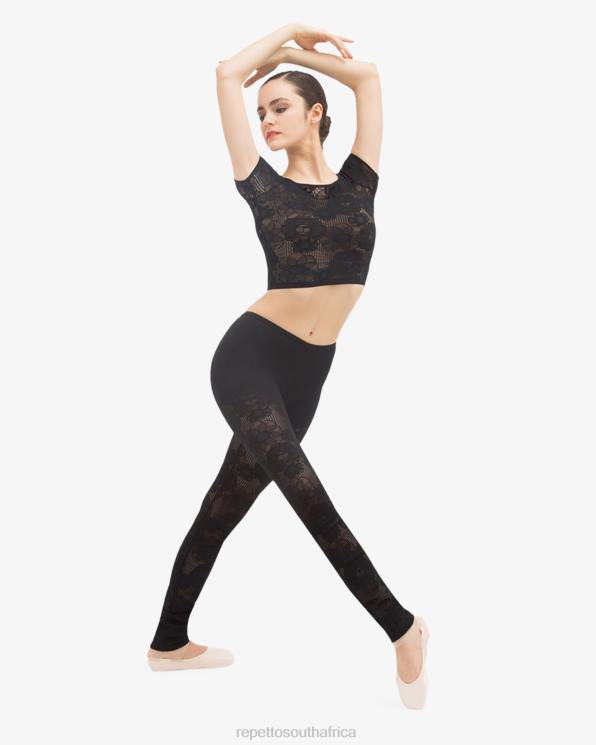 Clothing Repetto Short Top In Rosette Lace Black Women 2T48554