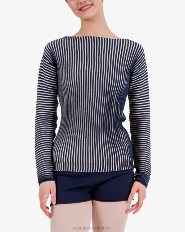 Clothing Repetto Bicolor Rib-Knit Jumper Blue And Petale Pink Women 2T48528