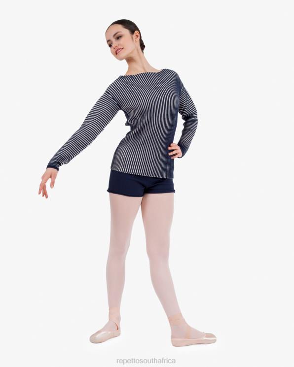 Clothing Repetto Bicolor Rib-Knit Jumper Blue And Petale Pink Women 2T48528