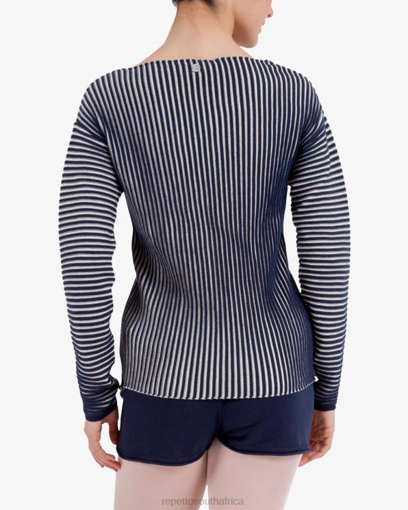 Clothing Repetto Bicolor Rib-Knit Jumper Blue And Petale Pink Women 2T48528