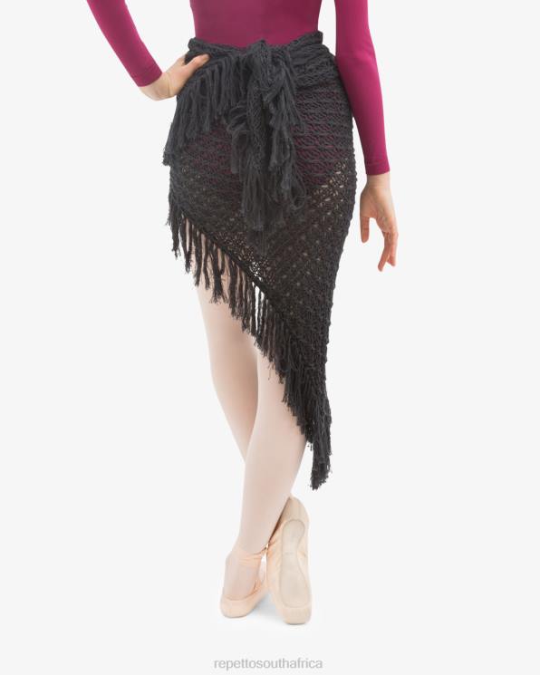 Clothing Repetto Knit Shawl With Fringes Anthracite Grey Women 2T48538