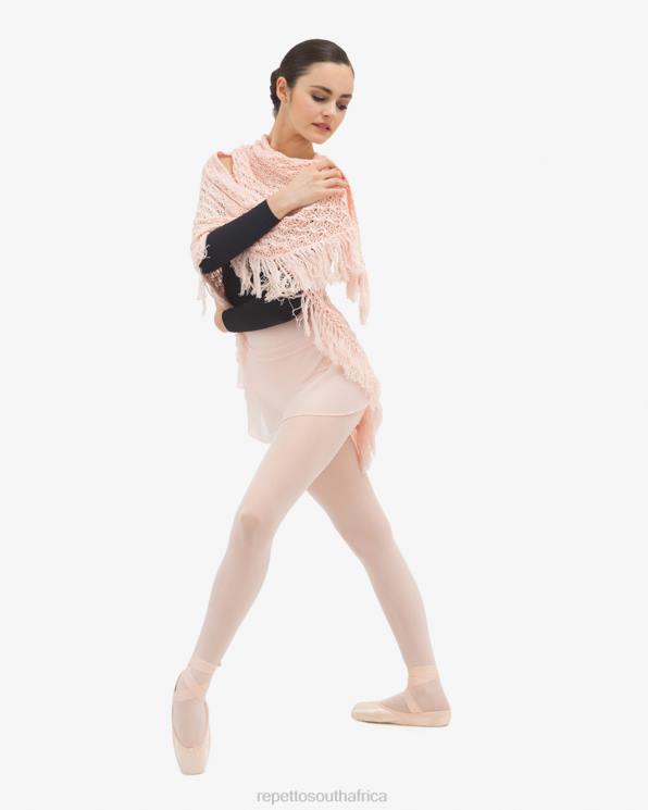 Clothing Repetto Knit Shawl With Fringes Petal Pink Women 2T48537