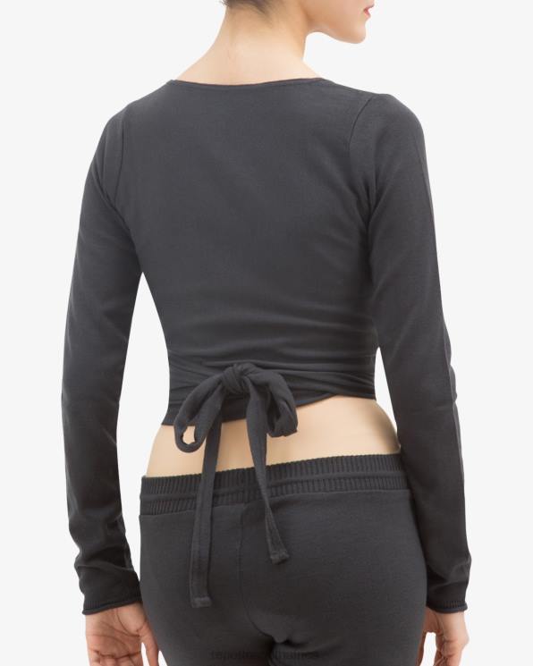 Clothing Repetto Long Sleeved Wrap-Over Anthracite Grey Women 2T48513