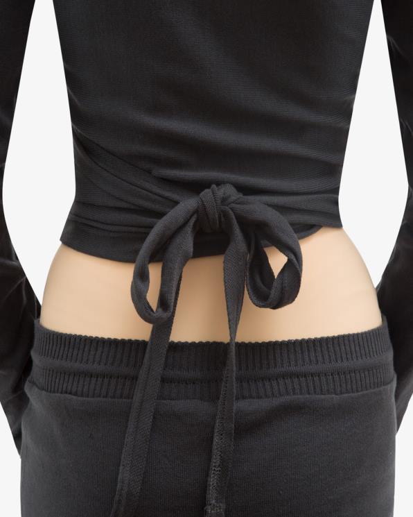 Clothing Repetto Long Sleeved Wrap-Over Anthracite Grey Women 2T48513