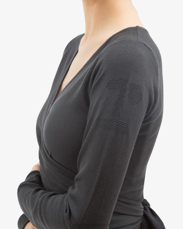 Clothing Repetto Long Sleeved Wrap-Over Anthracite Grey Women 2T48513