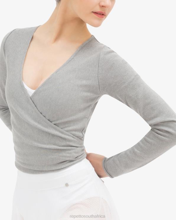 Clothing Repetto Long Sleeved Wrap-Over Mouse Grey Women 2T48512