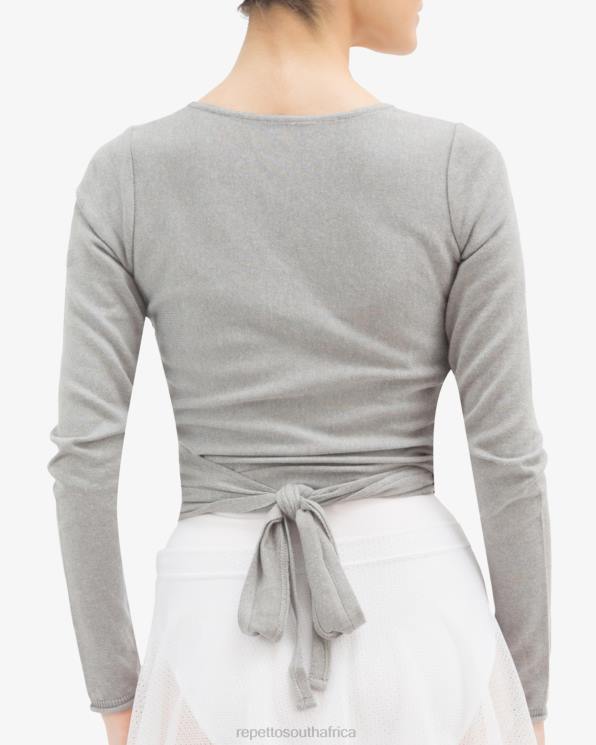 Clothing Repetto Long Sleeved Wrap-Over Mouse Grey Women 2T48512