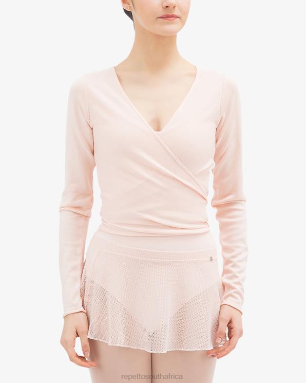 Clothing Repetto Long Sleeved Wrap-Over Petal Pink Women 2T48511