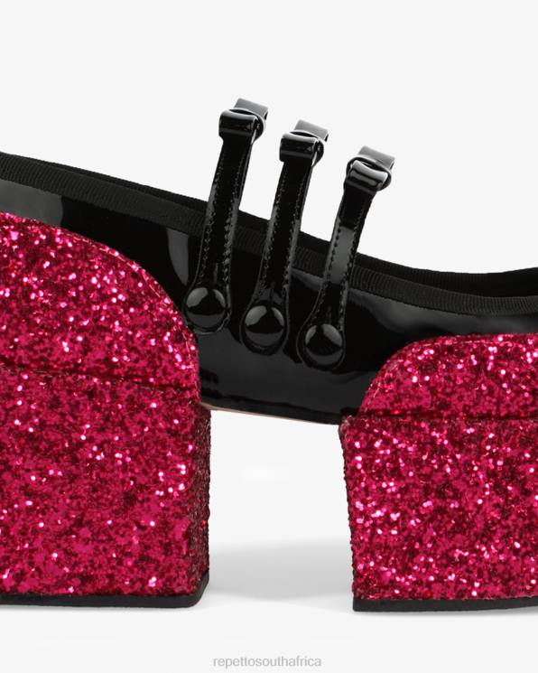 Footwear Repetto X Noir Kei Ninomiya - Glitter Platform Mary Janes Fuchsia Pink And Black Women 2T48159