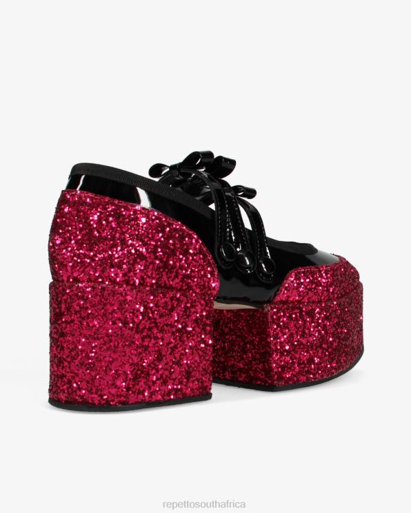 Footwear Repetto X Noir Kei Ninomiya - Glitter Platform Mary Janes Fuchsia Pink And Black Women 2T48159